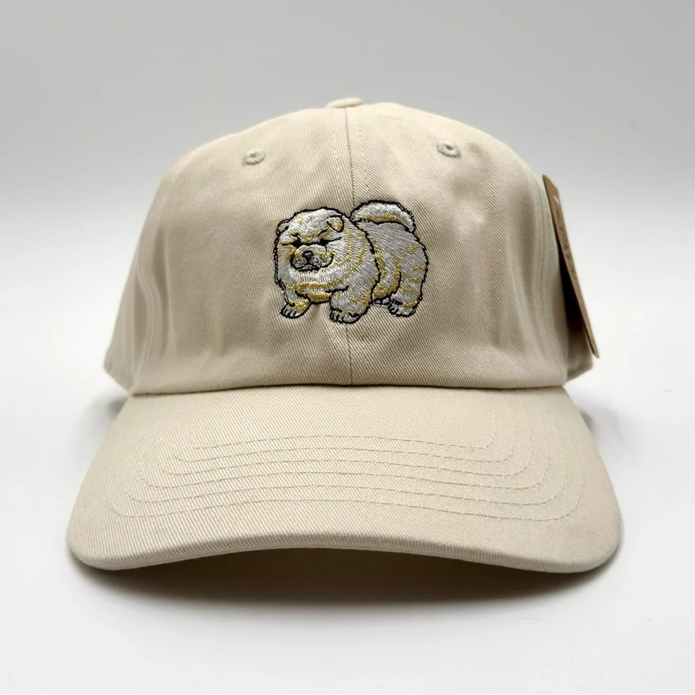 Beige Adjustable Baseball Cap Hat with Chow Chow Dog Embroidery for Men & Women - Picture 1 of 8